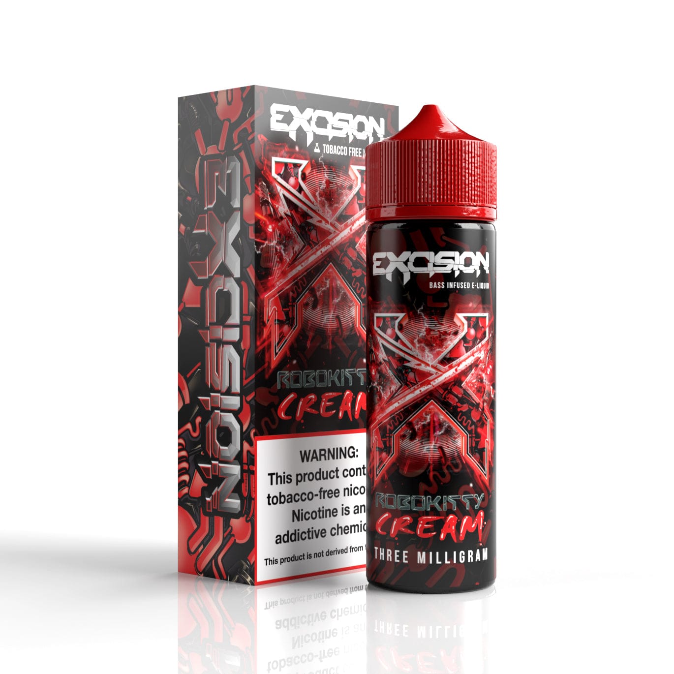 Robokitty Strawberry Cake E-liquid by Excision in 60mL bottle, featuring a sweet strawberry cake flavor.