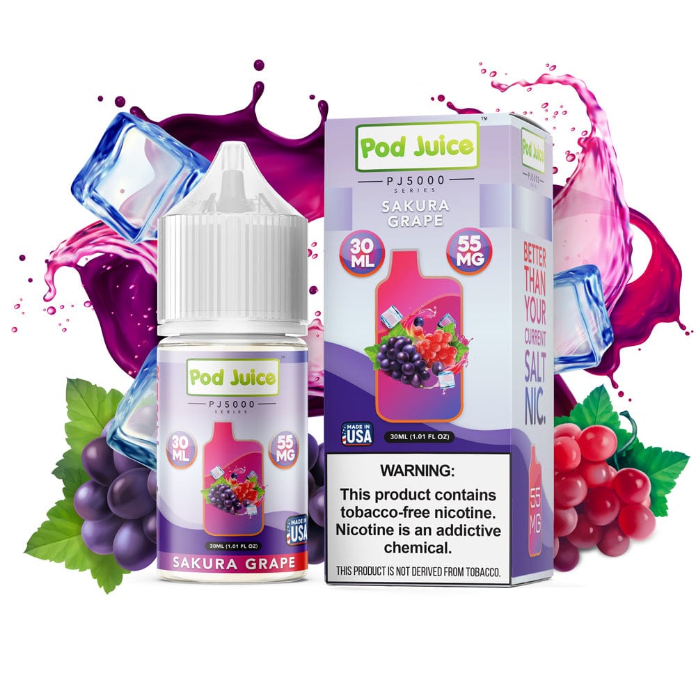 Pod Juice PJ5000 Salt - 30mL — Sakura Grape ICE PJ5000