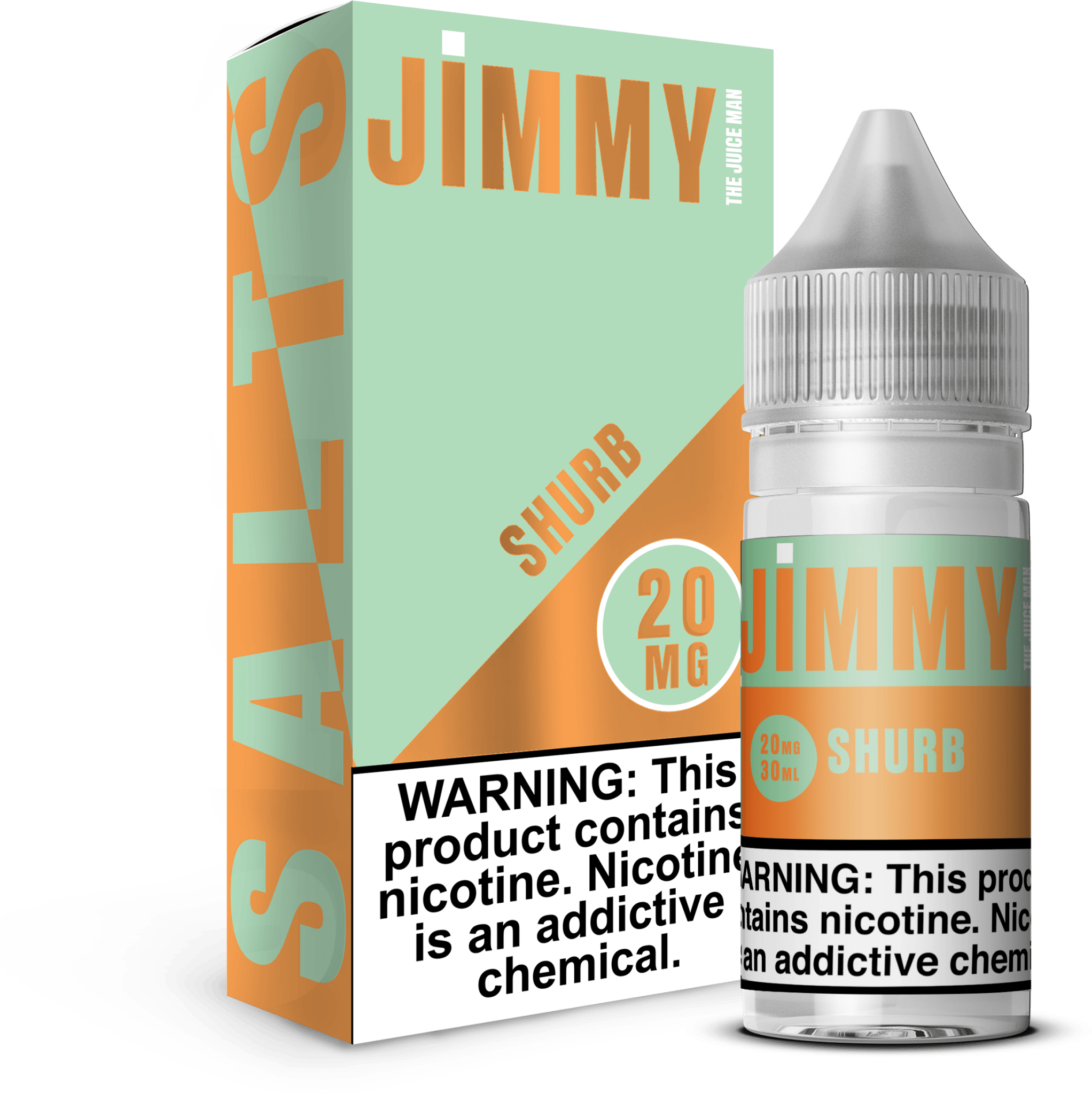 Jimmy The Juice Man Shurb SALT e-liquid 30mL bottle with colorful label, designed for vaping enthusiasts.