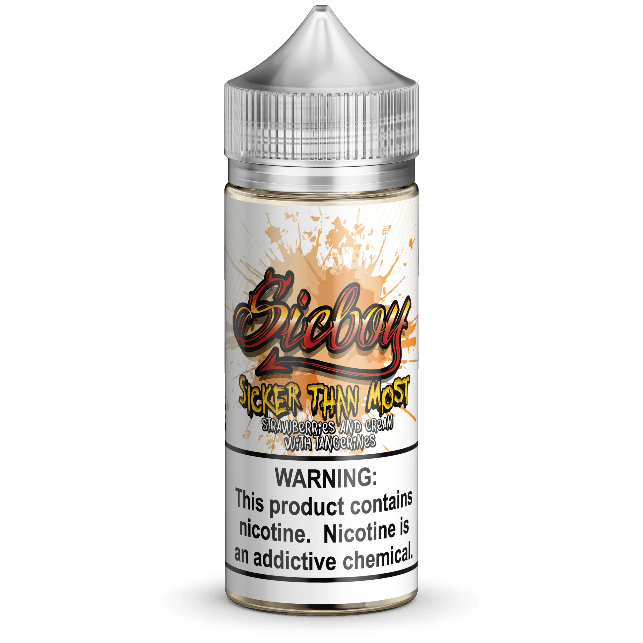 Sicboy Sicker Than Most 100mL e-liquid bottle with colorful label showing branding and flavor details.