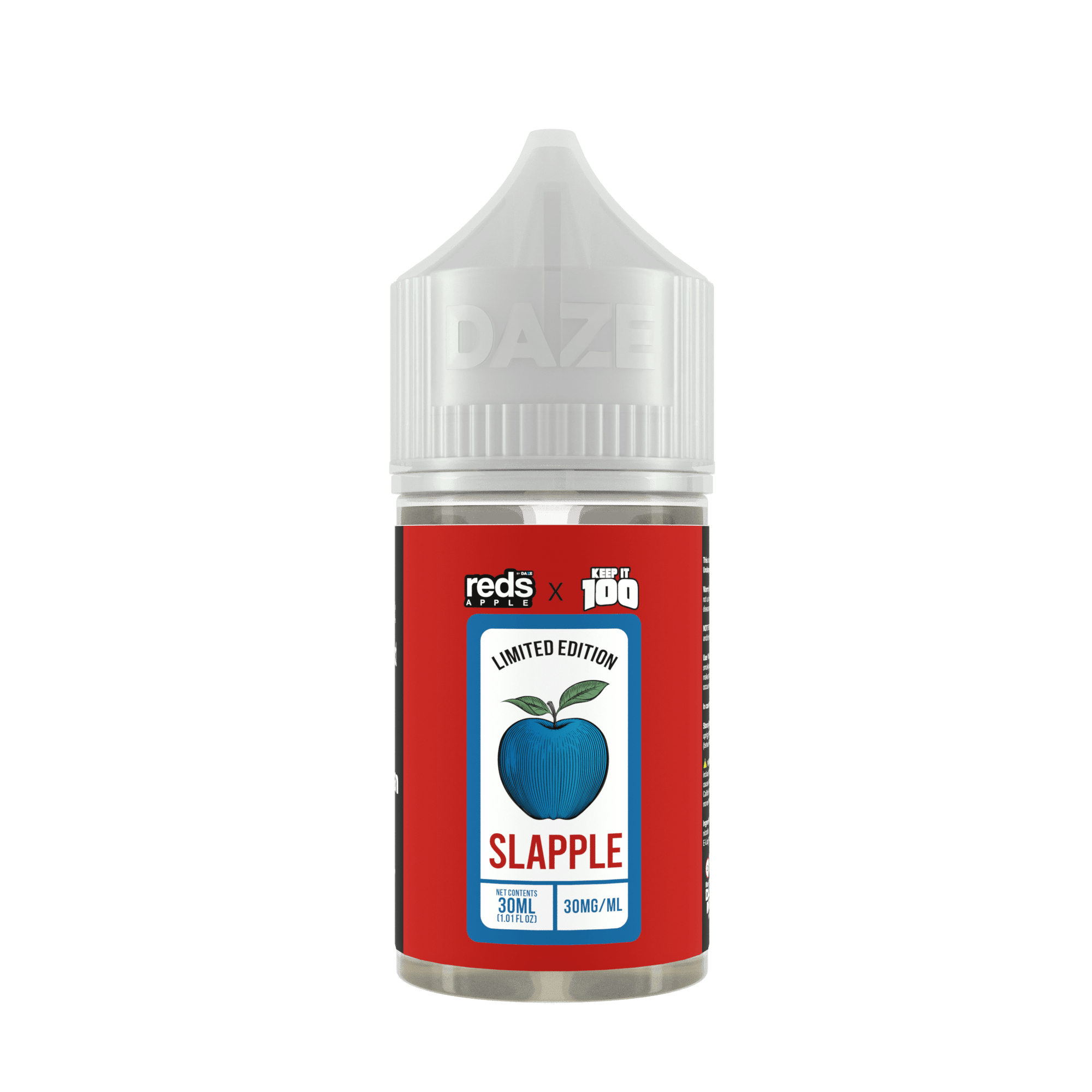 Red's Apple E-Juice SALT e-liquid by 7 Daze featuring a 30mL bottle with bright red apple flavor for vaping.