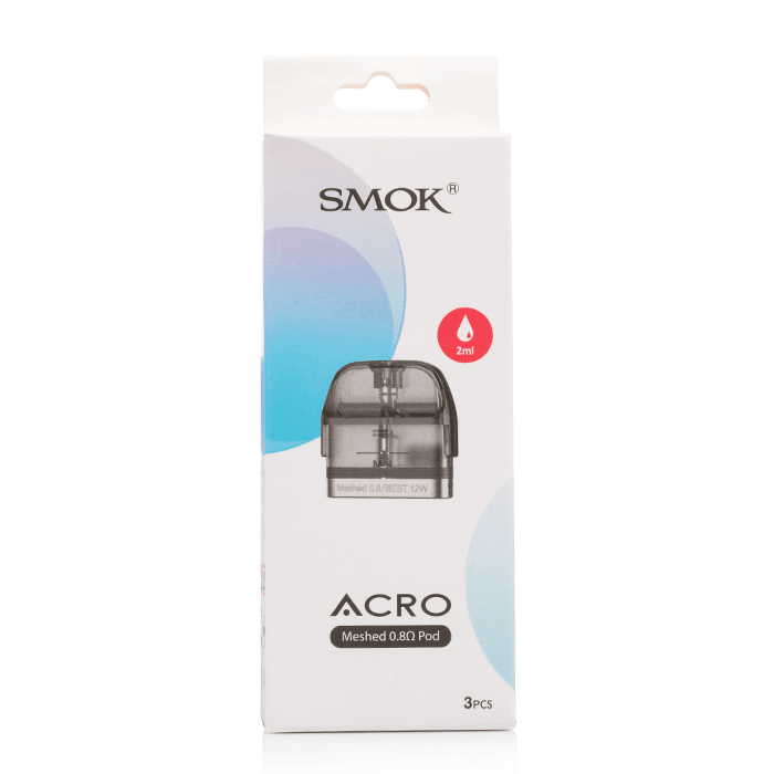 SMOK ACRO replacement vape pods showing sleek design and filling port for compatible SMOK vape device.