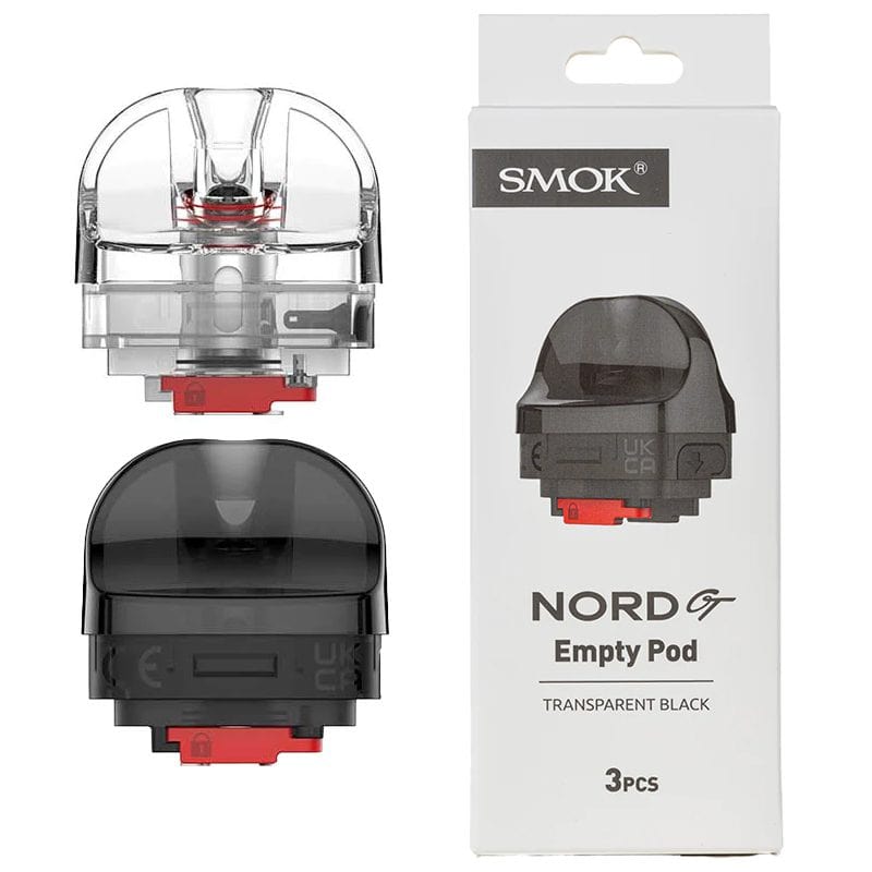 SMOK Nord GT replacement vape pods for SMOK Nord GT device, showing clear view of the pods with mouthpiece and e-liquid chamber.