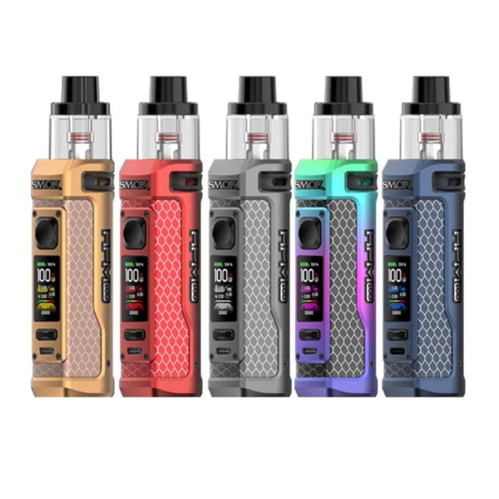 SMOK RPM 100 Pod Mod Kit showing the compact device with a sleek design and adjustable airflow for vaping.