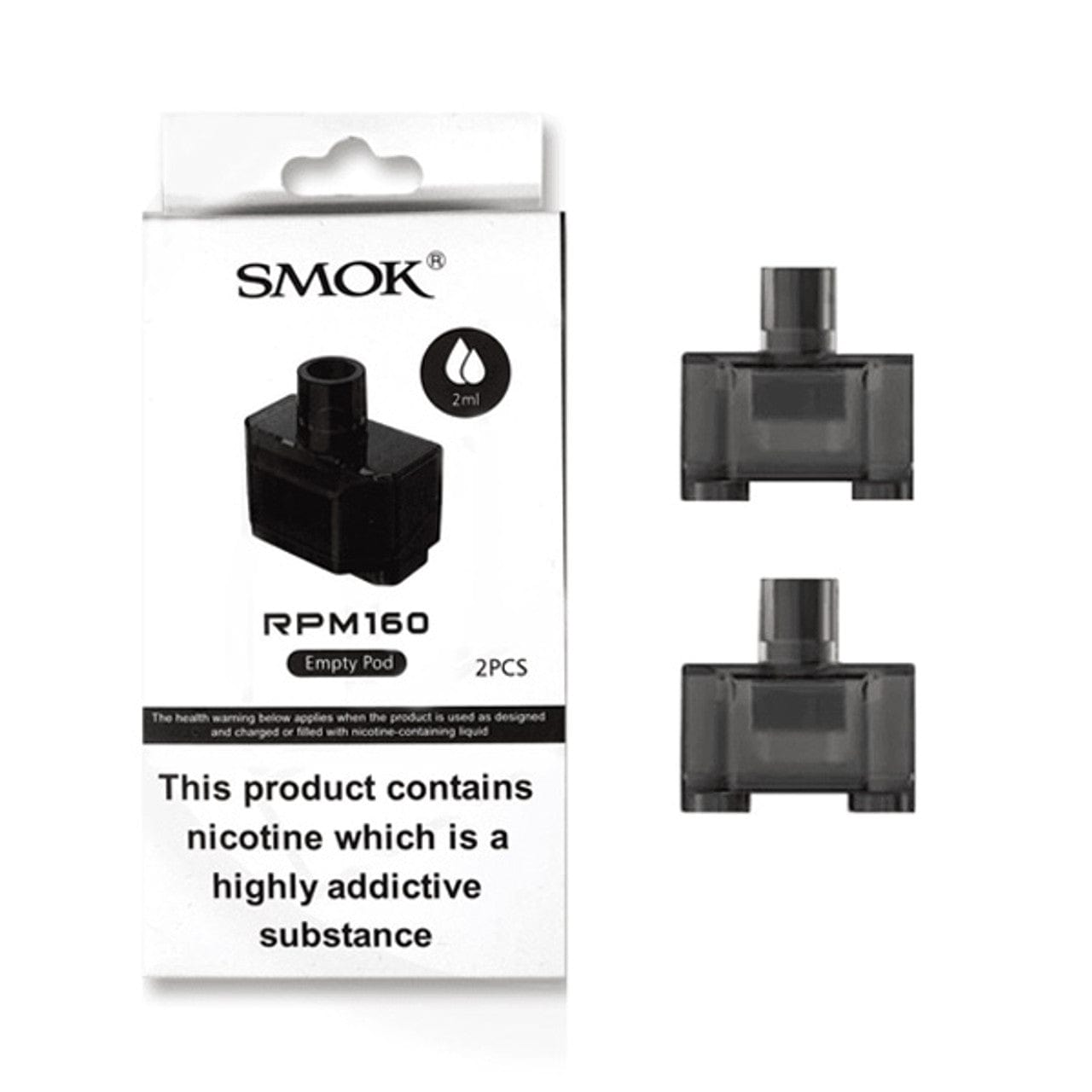 SMOK RPM 160 replacement vape pods designed for SMOK RPM 160 device, featuring transparent plastic with mouthpiece and fill ports.