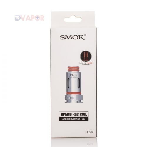 SMOK RPM80 RGC Conical Mesh Coils, 5-pack, vape replacement coils for SMOK devices, featuring conical mesh design for enhanced flavor.