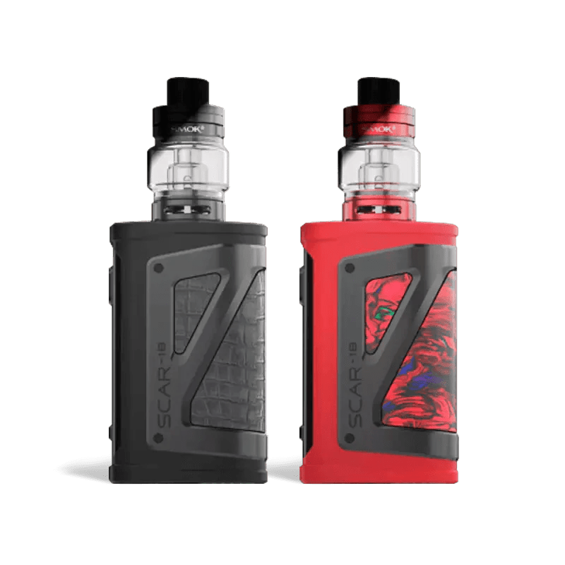 SMOK SCAR-18 230W Starter Kit with sleek hardware design, featuring the SMOK brand logo and detailed components.