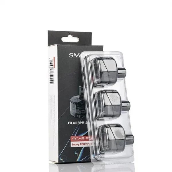 SMOK SCAR-P3 replacement vape pods, transparent with black mouthpiece, designed for SMOK SCAR-P3 vape device.