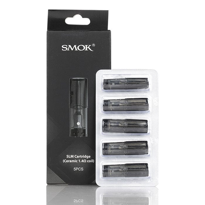 SMOK SLM replacement pods for vaporizer, black plastic cartomizer with mouthpiece, compatible with SMOK SLM device.