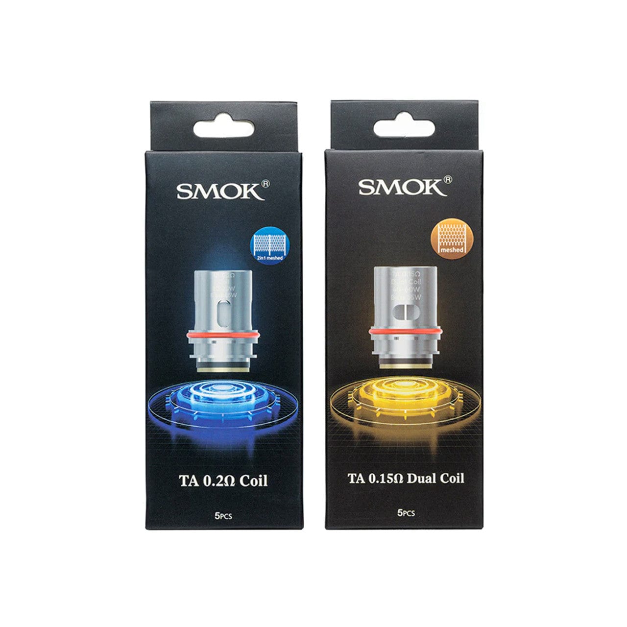 SMOK TA replacement coils for vape, featuring multiple coils in a blister pack, compatible with SMOK vaping devices.