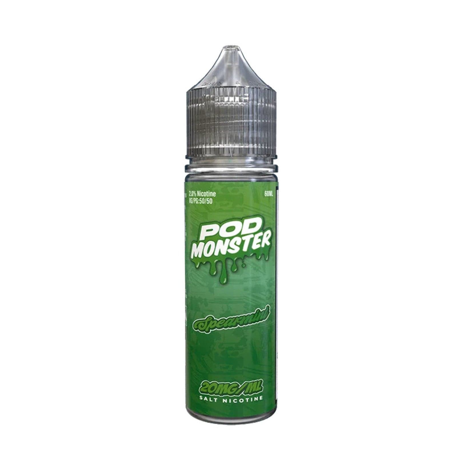 Spearmint SALT e-liquid by Pod Monster in a 60mL bottle, featuring refreshing spearmint flavor for vaping.