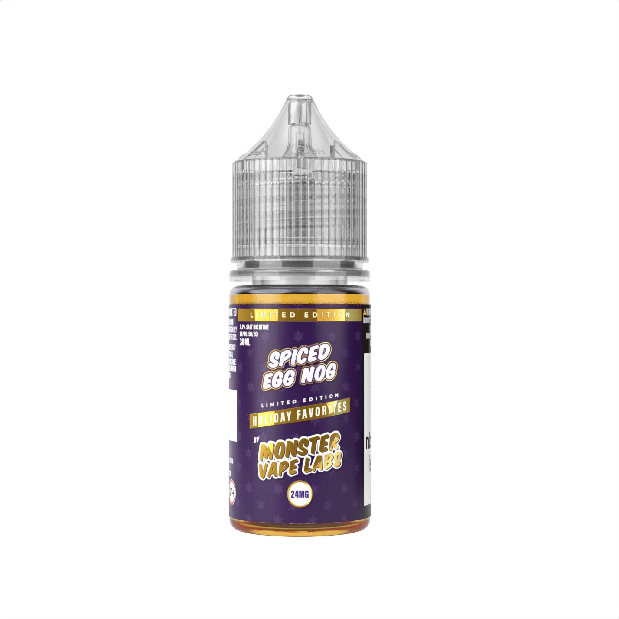 Spiced Egg Nog Salt e-liquid by Monster Vape Labs in 30mL bottle, featuring creamy egg nog flavor with warm spices.