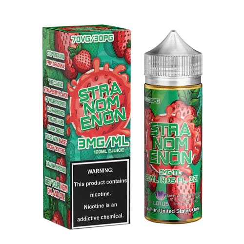 Nomenon E-Liquids Stranomenon 120mL e-liquid bottle with colorful label and cap for vaping, designed for electronic cigarette use.