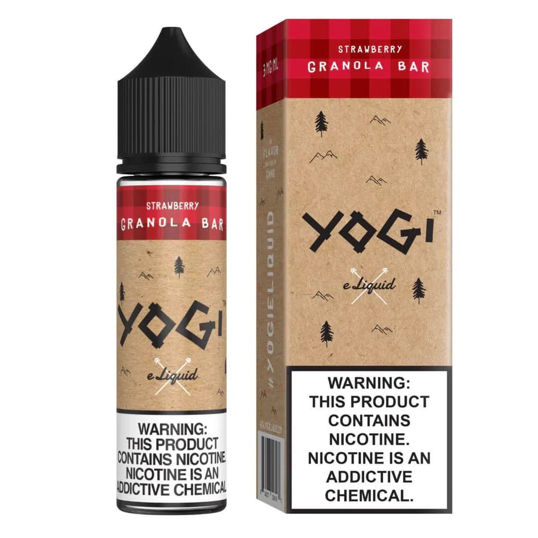 Yogi E-Liquid Strawberry Granola Bar 60mL e-liquid bottle featuring a label with strawberry and granola bar imagery.
