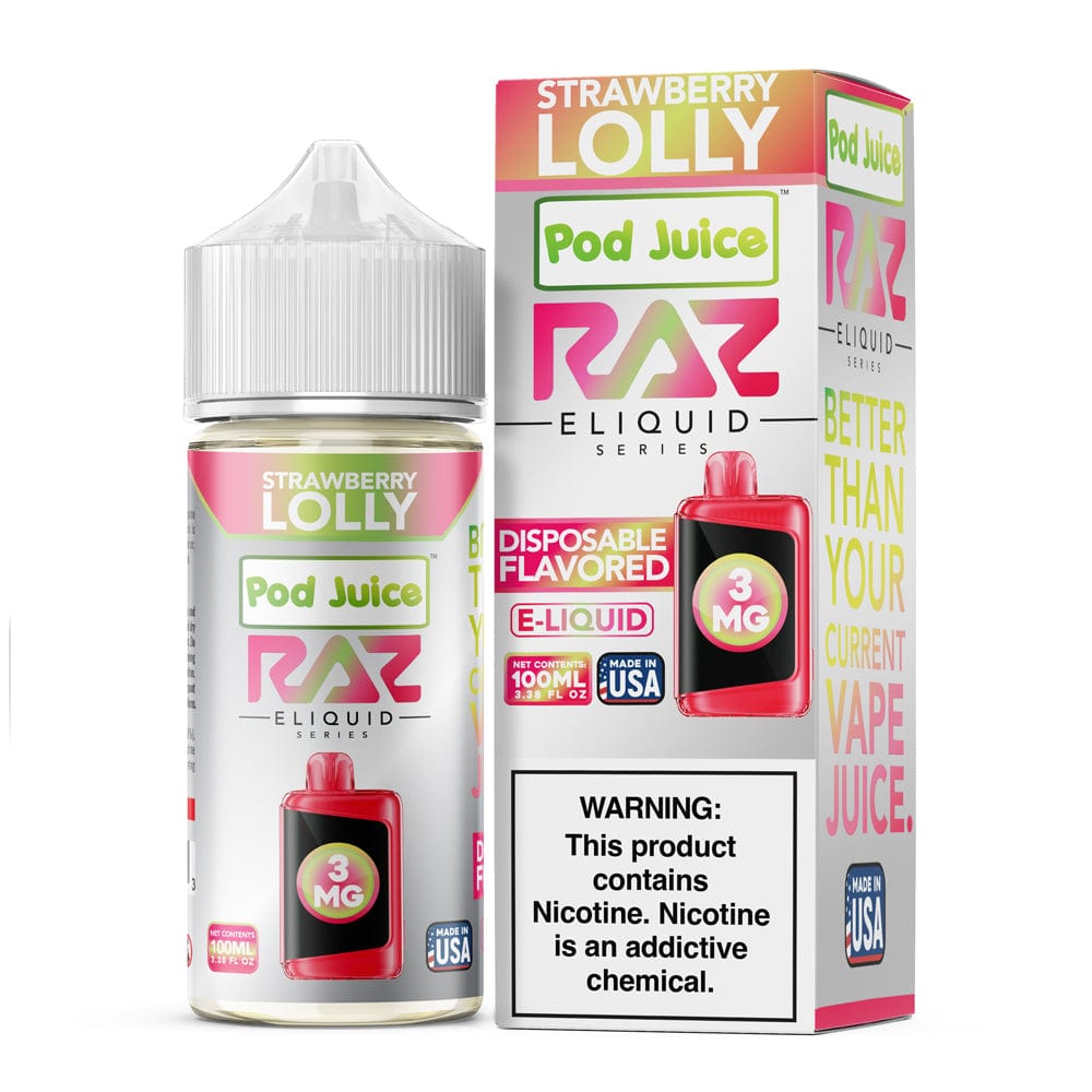 Pod Juice x Raz E-Liquid - 100mL — Strawberry Lolly