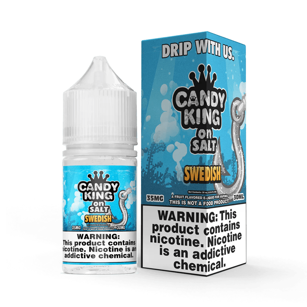 Swedish SALT Candy King on SALT e-liquid bottle 30mL with colorful label, designed for vaping with a sweet candy flavor profile.