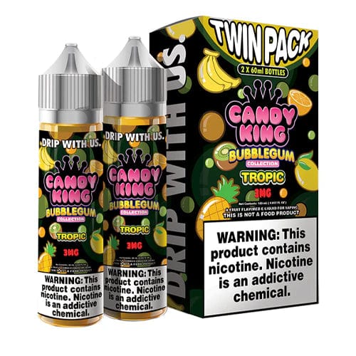Tropic Bubblegum Series Candy King E-liquid bottle, 120mL with vibrant tropical and bubblegum flavor design.