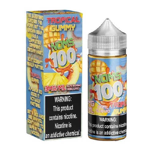 Tropical Gummy NOMS 100 e-liquid bottle by Nomenon E-Liquids, featuring tropical gummy flavor in a 100mL size.