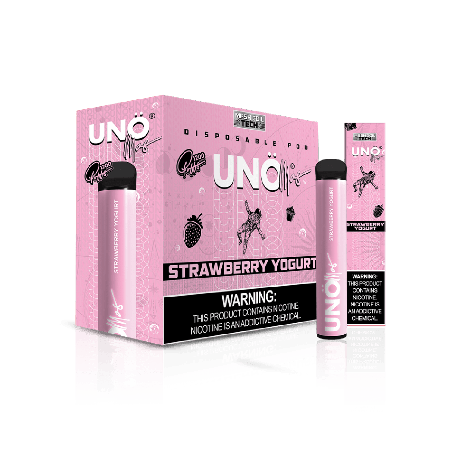 Uno Mas Disposable 5% | 1,200 Puffs — Strawberry Yogurt
