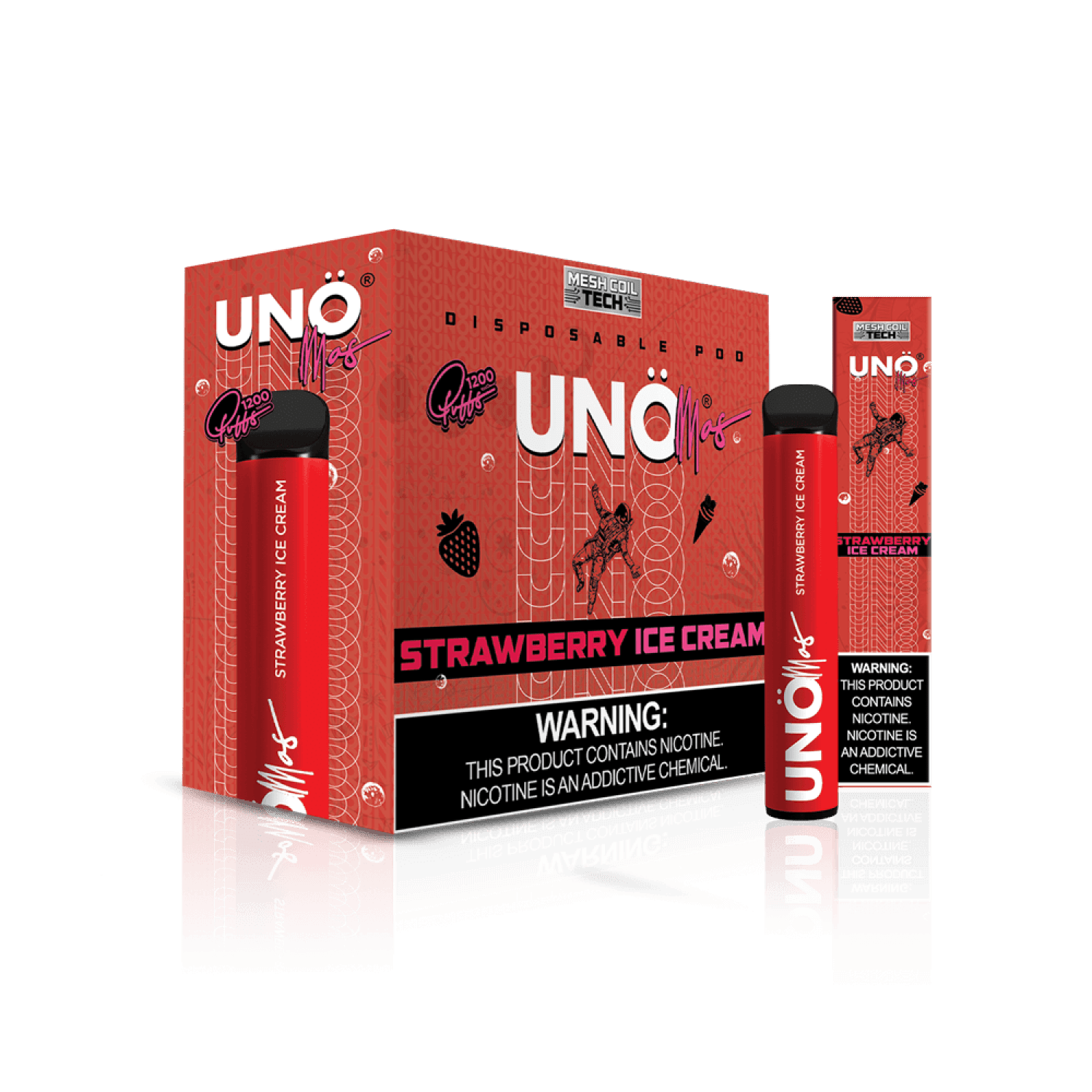 Uno Mas Disposable 5% | 1,200 Puffs — Strawberry Ice Cream