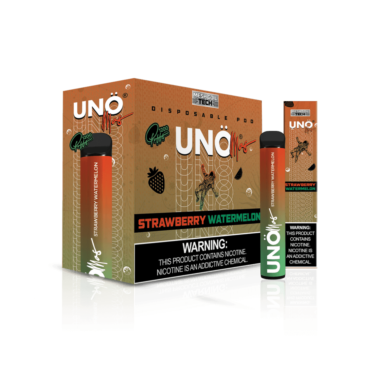 Uno Mas Disposable 5% | 1,200 Puffs — Strawberry Watermelon