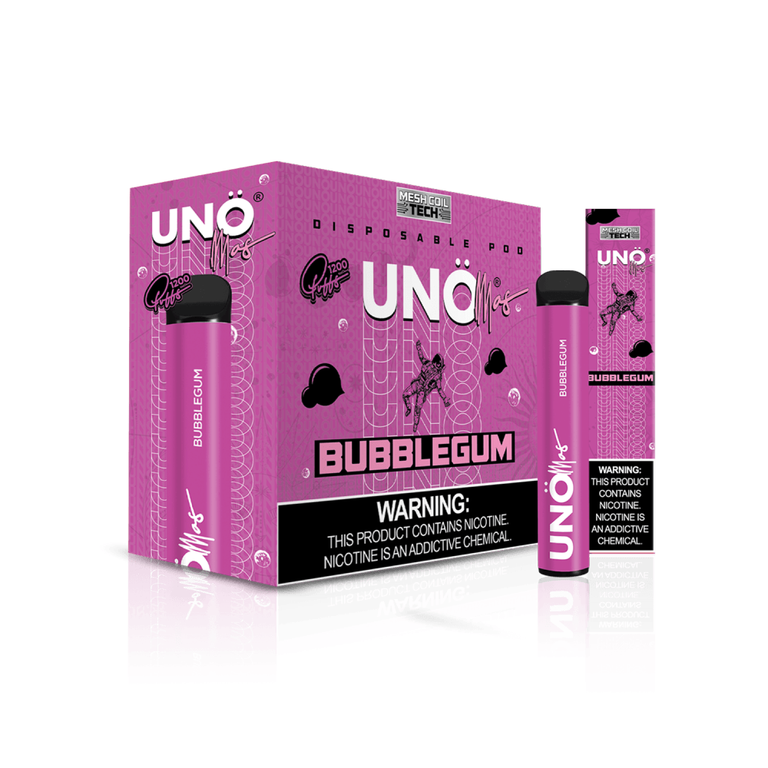 Uno Mas Disposable 5% | 1,200 Puffs — Bubblegum