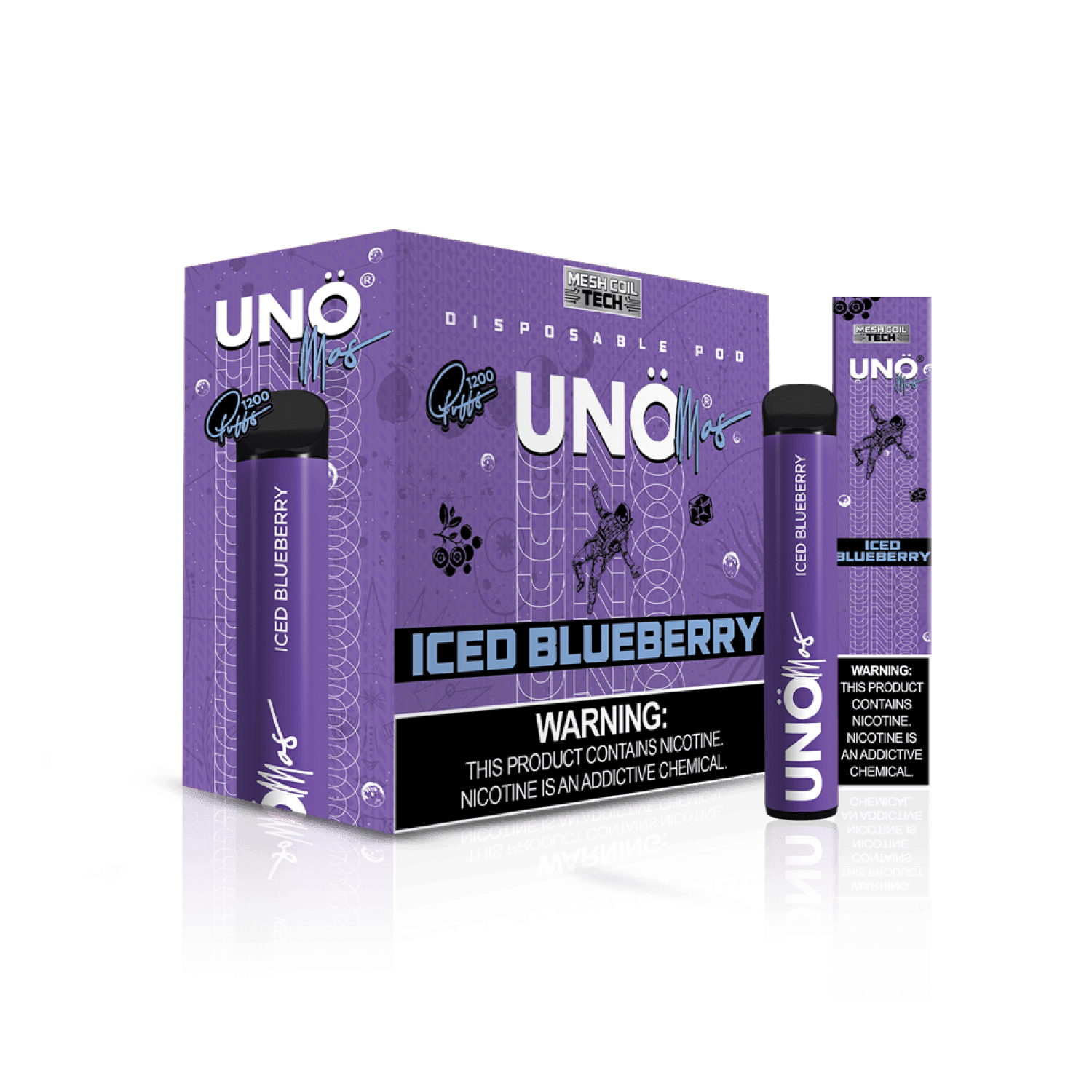 Uno Mas Disposable 5% | 1,200 Puffs — Iced Blueberry