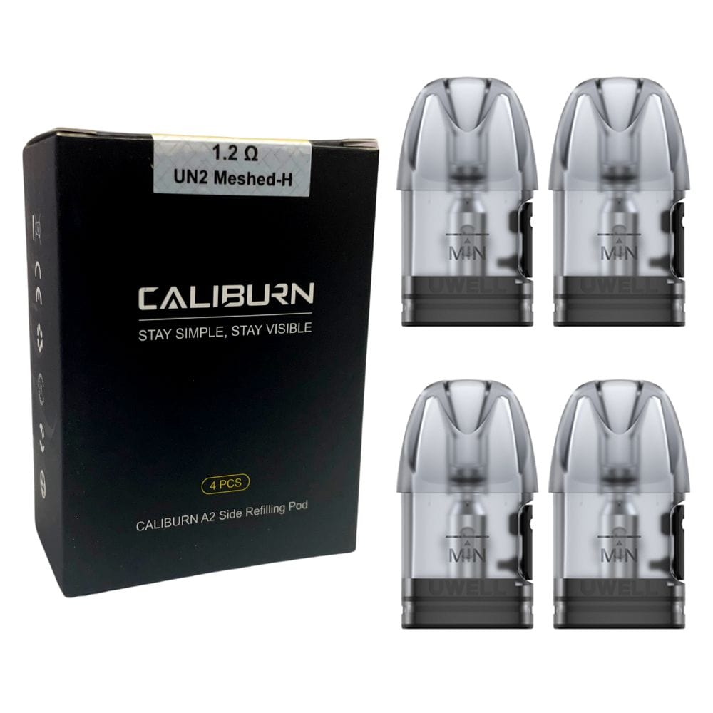 Uwell CALIBURN A2S replacement vape pods, clear plastic with mouthpiece, designed for UWELL Caliburn A2S device.