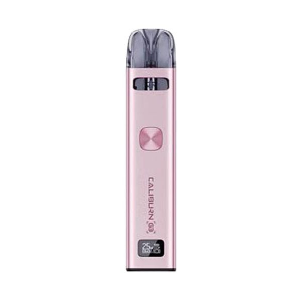 Uwell CALIBURN G3 pod system vape device with sleek design and mouthpiece, featuring adjustable airflow and compact hardware.