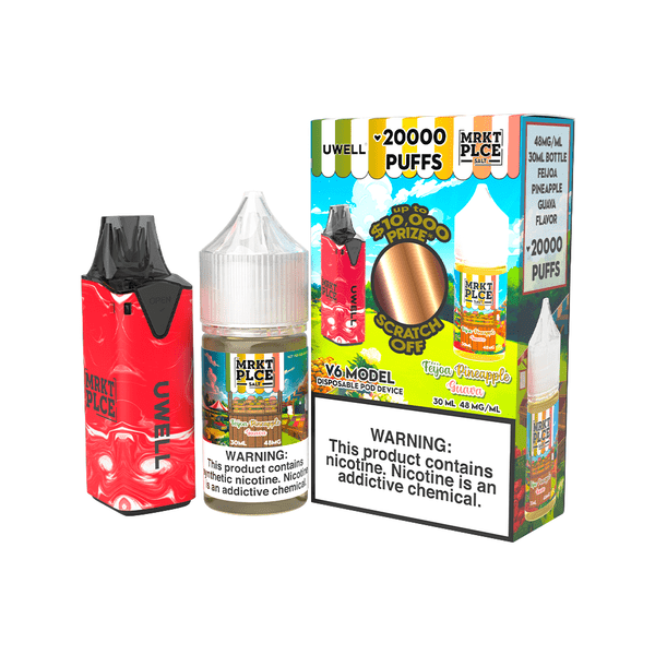 Uwell V6 Refillable Disposables + 30mL Juice Combo — Fuji Pear Mangoberry (MRKT PLCE Liquid 48mg)