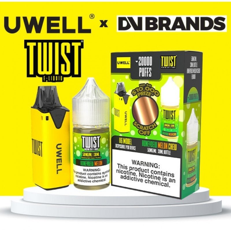 Uwell V6 Refillable Disposables + 30mL Juice Combo — Honeydew Melon Chew (Twist Liquid 50mg)