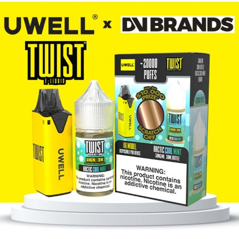 Uwell V6 Refillable Disposables + 30mL Juice Combo — Arctic Cool Mint (Twist Liquid 50mg)