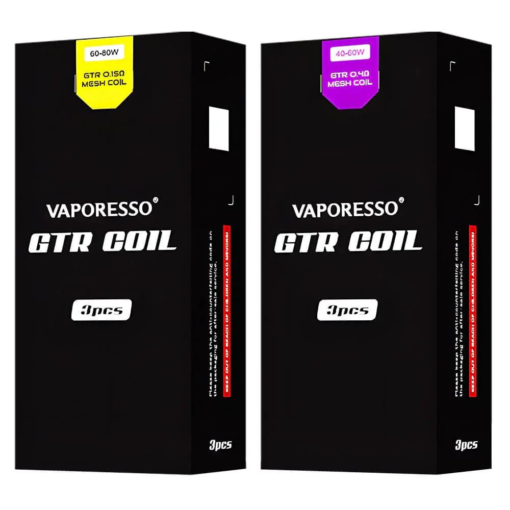 Vaporesso GTR replacement coils for vape devices, showing multiple coil heads with metal and cotton components.