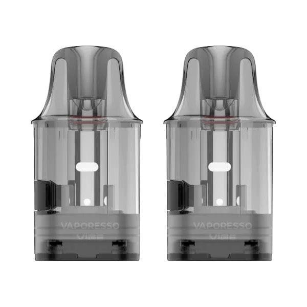Vaporesso VIBE replacement pods for vaping device, clear and sleek hardware pods with mouthpiece and fill port visible.