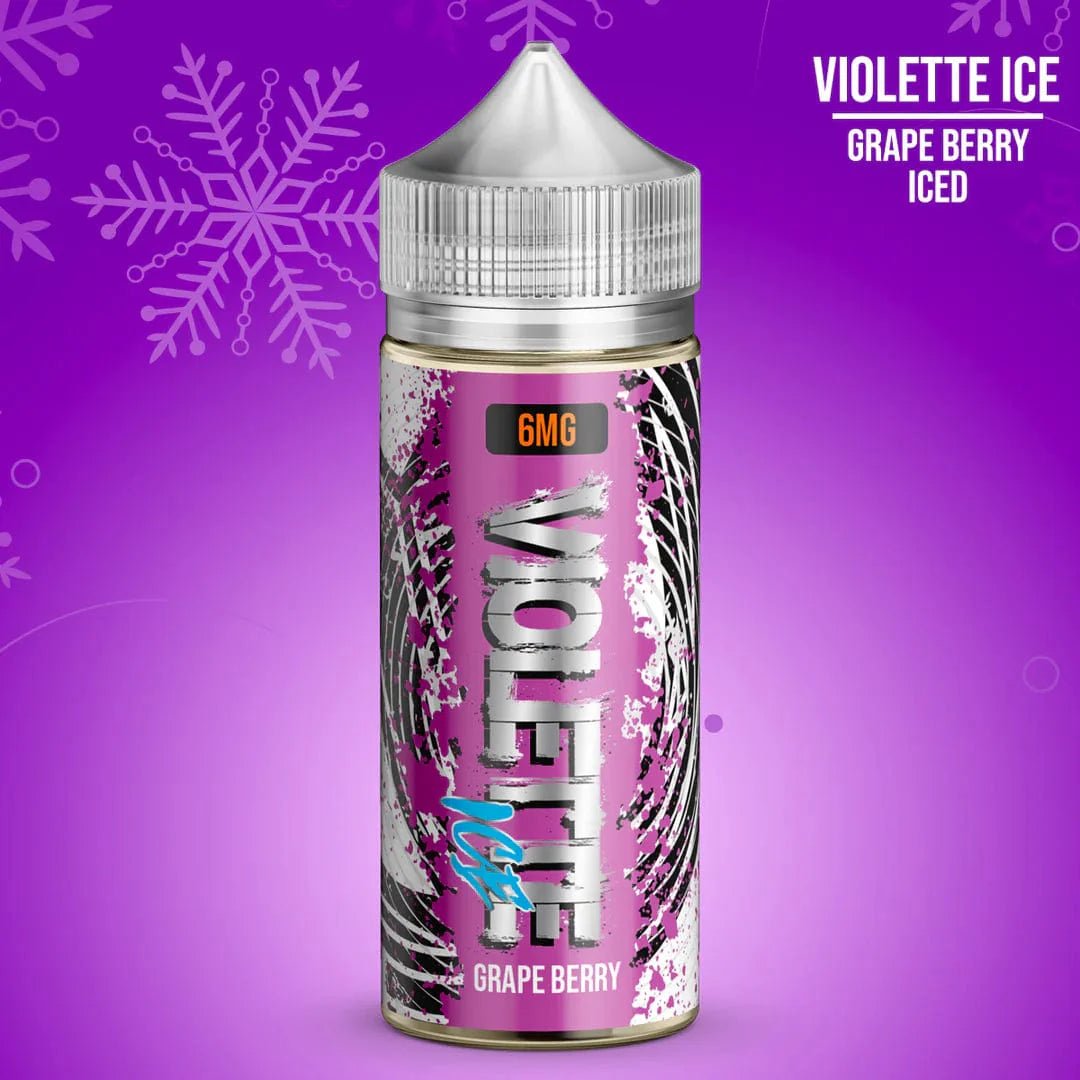 Vapergate Violette ICE 100mL e-liquid bottle with violet and ice-themed design, showcasing the product label and packaging.