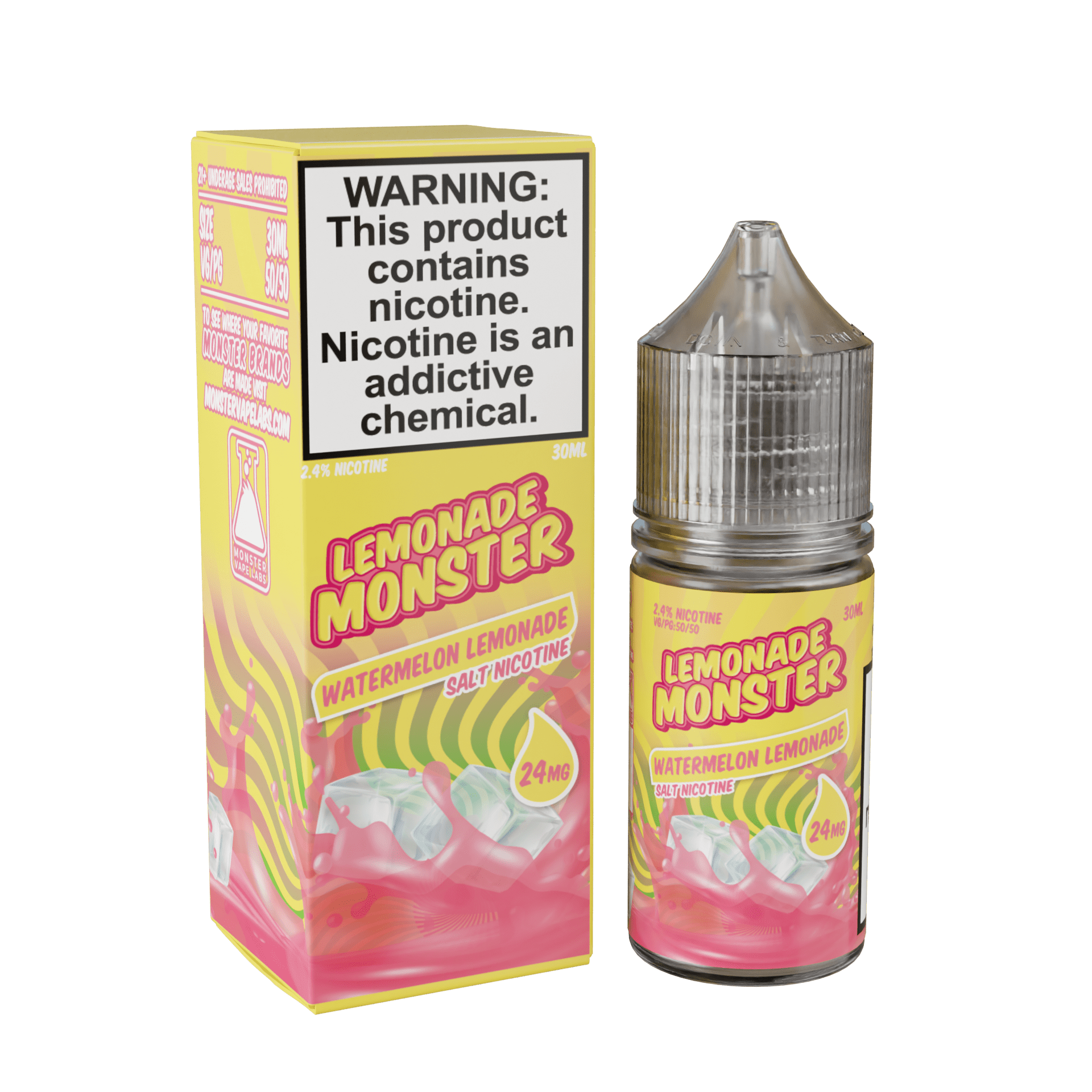 Watermelon Lemonade SALT e-liquid by Lemonade Monster in 30mL bottle, featuring a refreshing watermelon and lemonade flavor.