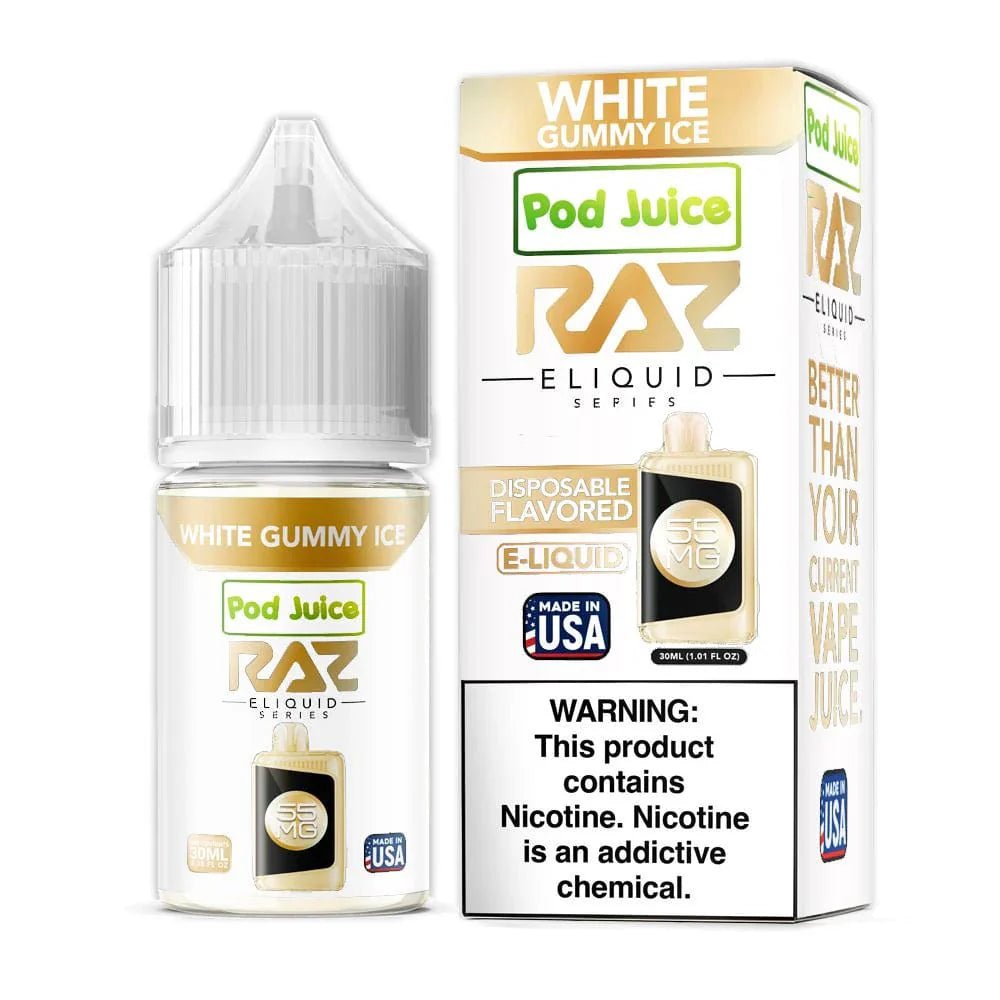 Pod Juice x Raz E-Liquid Salt - 30mL — White Gummy ICE