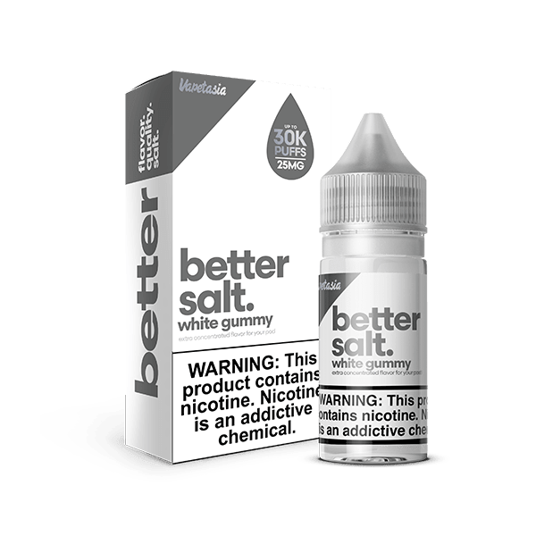 White Gummy SALT e-liquid by Vapetasia, 30mL bottle with white gummy candy flavor and salt nicotine for vaping enjoyment.