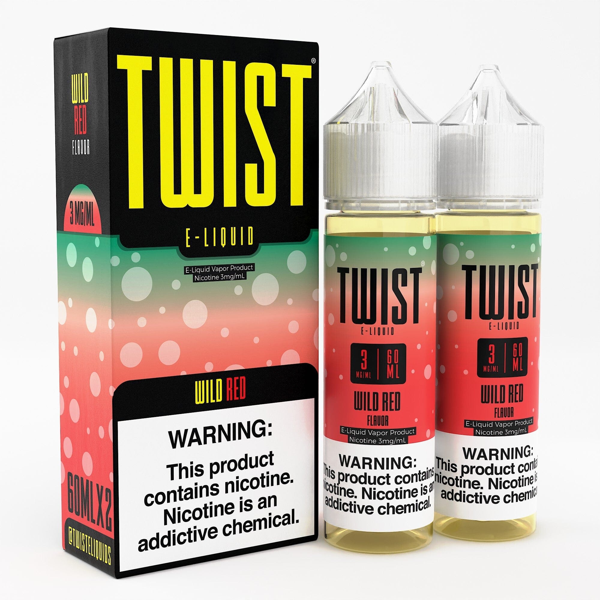 Wild Red Twist E-Liquids 120mL bottle with vibrant red label, showcasing the flavorful e-liquid for vaping.