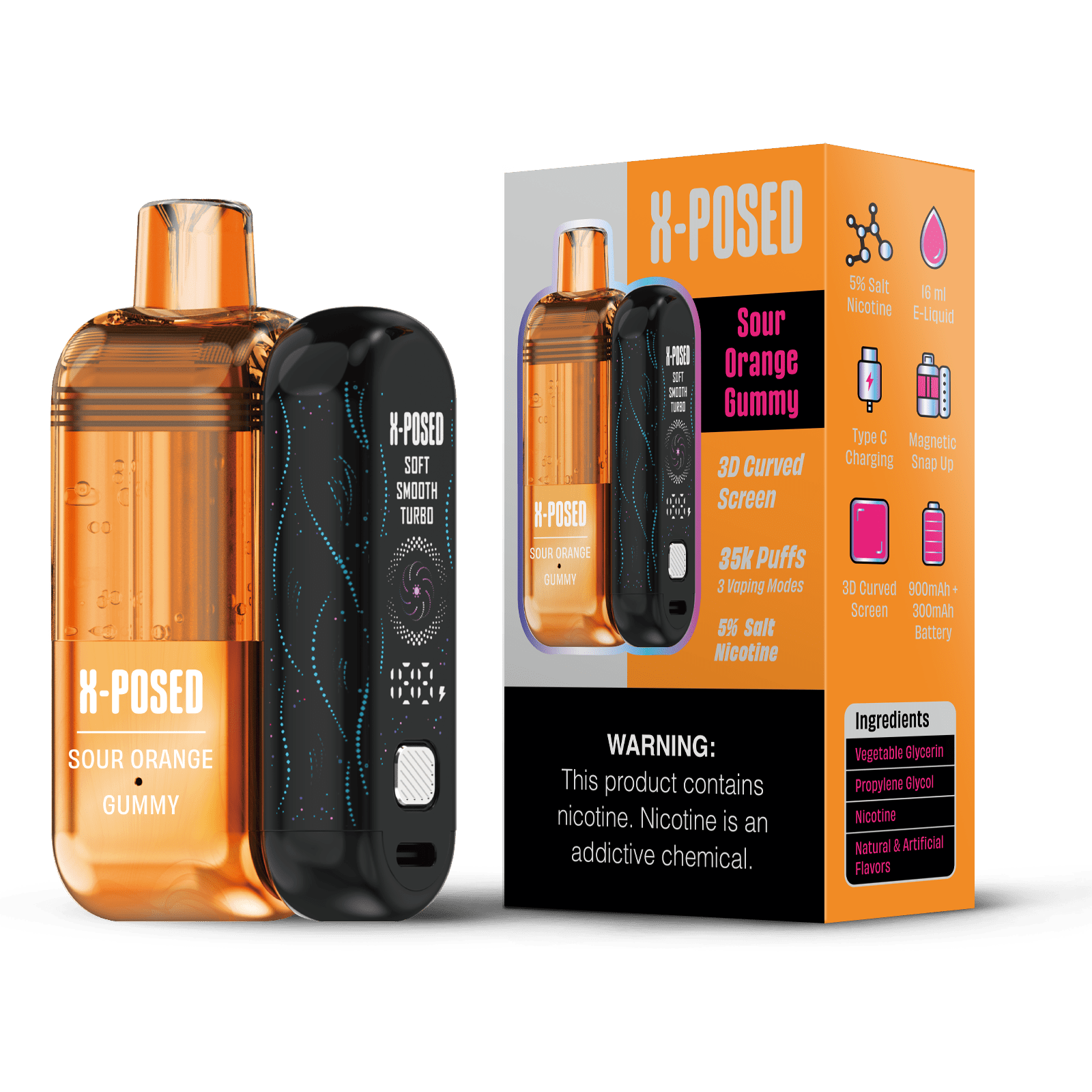 X-Posed 35K disposable vape kit with sleek design and flavor options, featuring a compact, portable nicotine vaporizer.