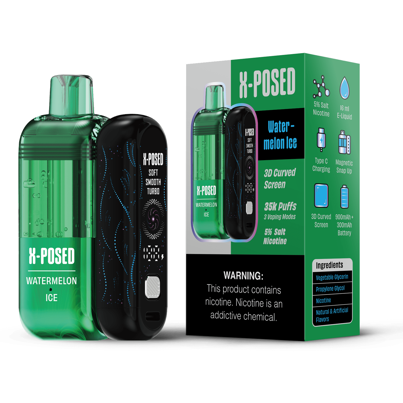 X-Posed 35K Disposable Vape Kit with sleek design, compact size, and colorful branding, ready for easy vaping on the go.