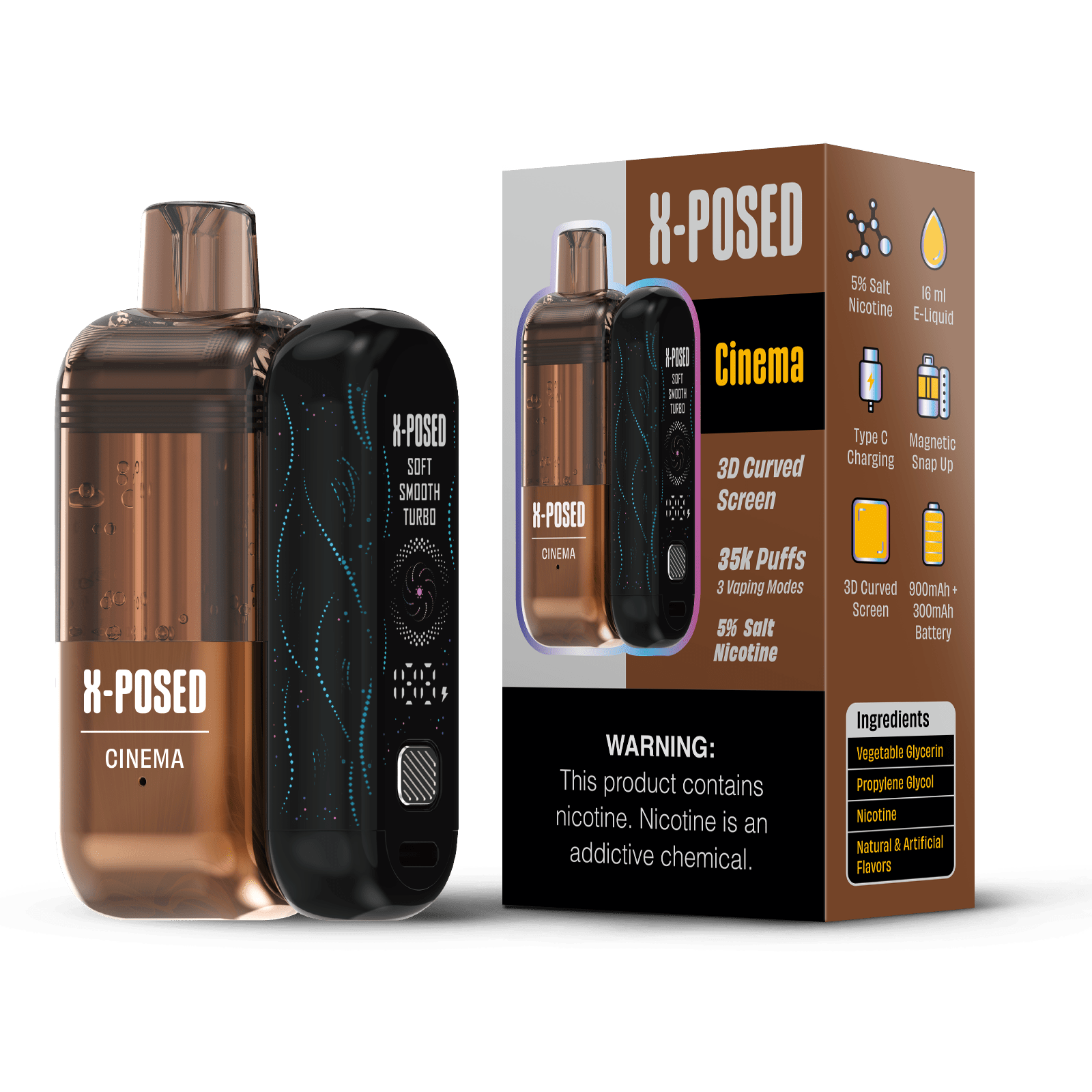 X-Posed 35K disposable vape kit with sleek design, featuring the device and mouthpiece visible in the image.