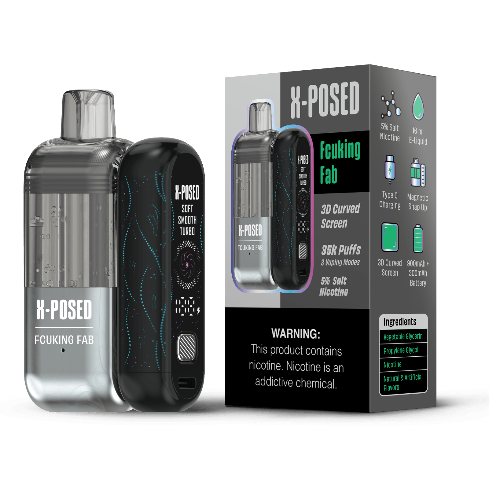 X-Posed 35K disposable vape kit with sleek design and mouthpiece, showcasing the compact, portable vaporizer device.